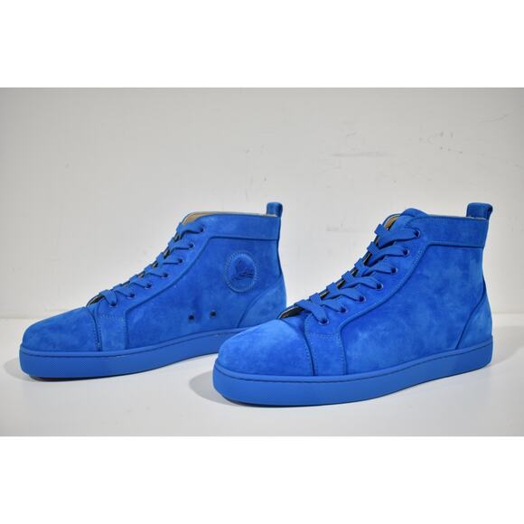 Christian Louboutin Louis Orlato Flat Alize Blue Suede High Top Sneaker 43 10 - Picture 6 of 8